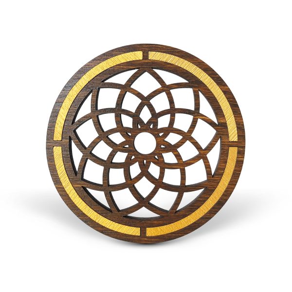Set de 5 Coasters din Lemn - Intarsie Artizanala cu Simboluri Sacre