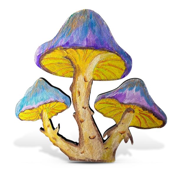 Decorațiune din lemn pictată manual - Ciupercuțe Magice Geraldine - Mov