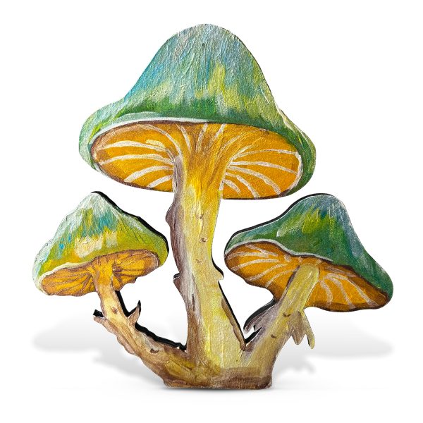 Decorațiune din lemn pictată manual - Ciupercuțe Magice Geraldine - Turcoaz