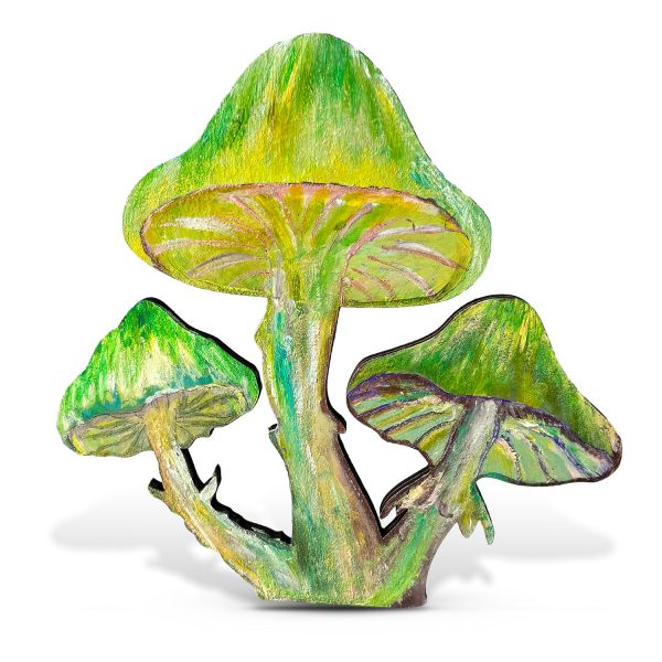 Decorațiune din lemn pictată manual - Ciupercuțe Magice Geraldine - Verde