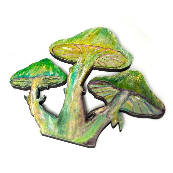 Decorațiune din lemn pictată manual - Ciupercuțe Magice Geraldine - Verde