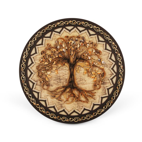 Tablou lemn pictat manual - The Tree of Life - rotund