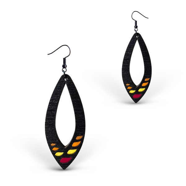 Cercei din Lemn Intarsie Tear drop - Wenge