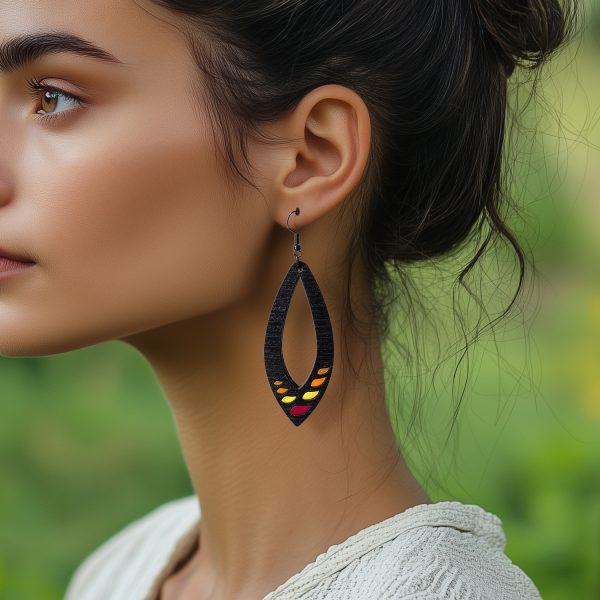Cercei din Lemn Intarsie Tear drop - Wenge