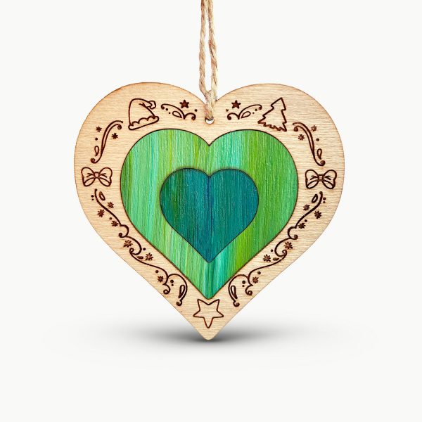 Decoratiune Pom de Craciun Intarsie - Hart