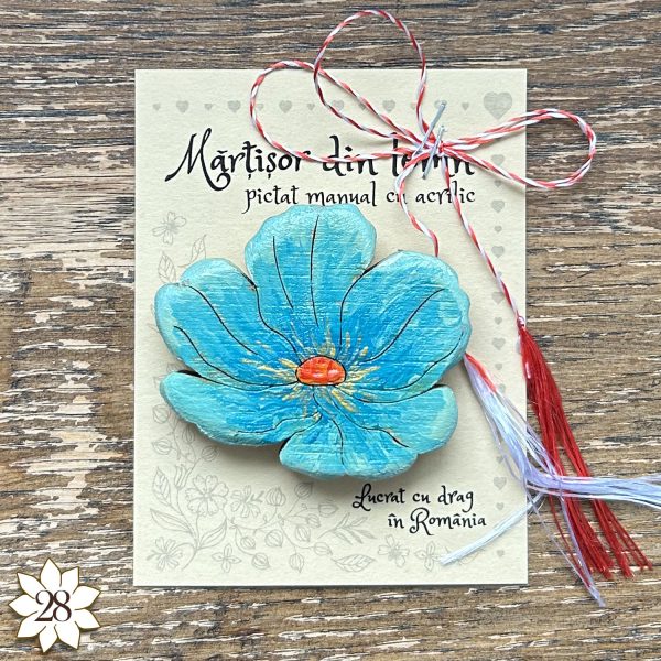 Brosa Unicat din Lemn Pictata Manual - Martisor Floare 28