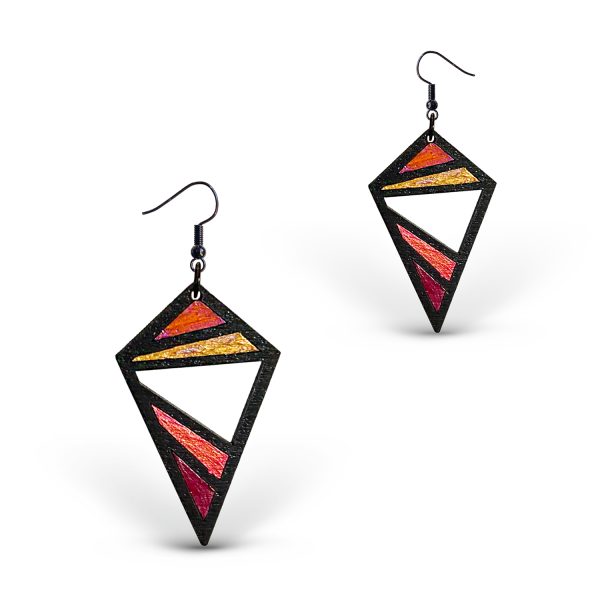 Cercei din Lemn Intarsie Mosaic - Wenge 4