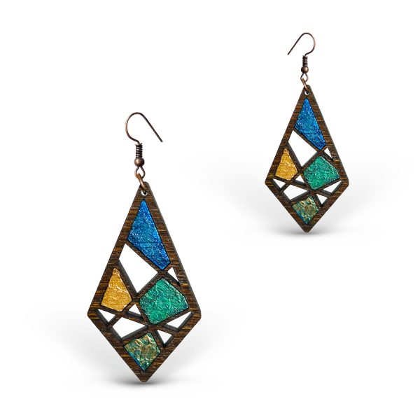 Cercei din Lemn Intarsie Stained Glass - Nuc 5