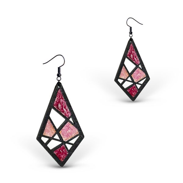 Cercei din Lemn Intarsie Stained Glass - Wenge 4