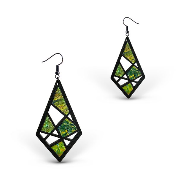 Cercei din Lemn Intarsie Stained Glass - Wenge 5